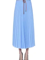 Alysi Pleated Long Skirt In Light Blue