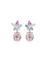 Anabela Chan Lily 18k White Gold; Rhodium Vermeil Sapphire; Diamond Earrings In Pink