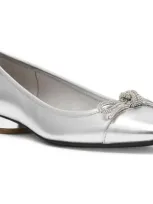 Anne Klein Women's Cassidy Rhinestone Bow Ballet Flats In Silver