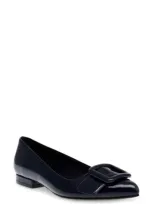 Anne Klein Women's Kalea Pointed Toe Buckle Flats In Navy Patent