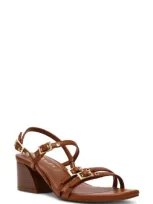 Anne Klein Women's Mackenzie Strappy Buckle Block Heel Dress Sandals In Brown