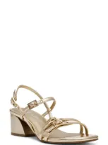 Anne Klein Women's Mackenzie Strappy Buckle Block Heel Dress Sandals In Light Gold