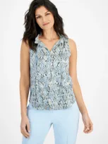 Anne Klein Women's Sleeveless Tulla Blouse In Opal Blue Multi