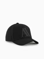 Armani Exchange Rubber Logo Baseball Cap In Black