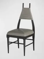 Arteriors Biziki Leather Dining Side Chair In Black