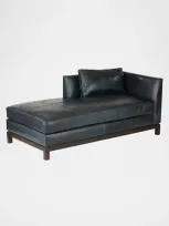 Arteriors Edmond Leather Chaise In Ink