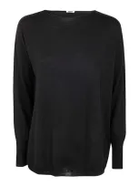 Aspesi Round Neck Over Sweater In Negro