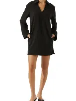 Astr The Label Collar Long Sleeve Shift Dress In Black