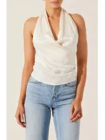 Astr The Label Draped Satin Halter Top In Cream