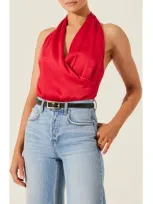 Astr The Label Draped Satin Halter Top In Red