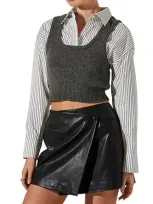 Astr The Label Guinevere Layered Sweater In Grey Combo