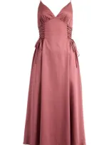 Astr The Label Lace-up Cotton Poplin Midi Dress In Deep Mauve