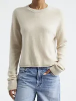 Atm Anthony Thomas Melillo Whipstitch Trim Cashmere Sweater In Soft Oatmeal