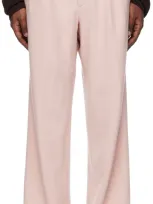 Auralee Pink Brushed Super Fine Wool Flannel Trousers In Light Pink