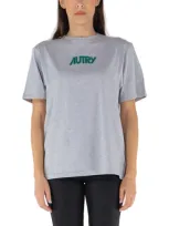 Autry Logo-print Cotton T-shirt In Grey