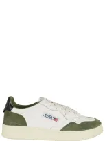 Autry Medalist Sneakers In White And Green Calf Leather In Mil Black