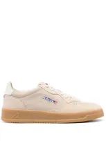 Autry Medalist Panelled Suede Sneakers In Beige