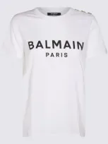 Balmain White And Black Cotton T-shirt