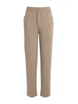 Barrie Cashmere Straight High-waist Trousers In Brown