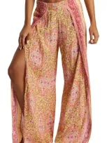 Billabong Split Spirit Floral Wide Leg Pants In Pale Yellow