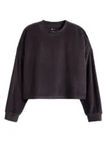 Billabong Sweet Sun Ribbed Velour Sweatshirt In Black Sands