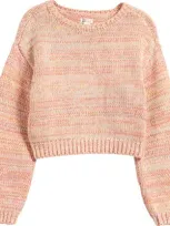 Billabong Vivid Sun Marled Cotton Crewneck Sweater In Orange Multi