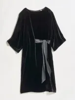 Billy Reid Velvet Tie Waist Dress In Black