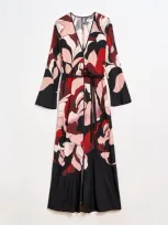 Billy Reid Winter Rose Maxi Cocktail Dress In Red/black