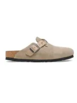 Birkenstock Boston Suede Clogs In Taupe