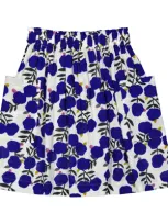 Bonton Kids'  Girls Floral Print Organic Cotton Skirt In Blue