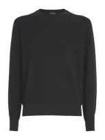 Brioni Cotton-silk-cashmere Trama Weave Sweater In Black