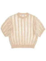 Brunello Cucinelli Dazzling Net Short Sleeve Knit In Multi