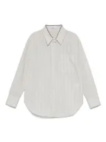 Brunello Cucinelli Kids' Striped Shirt In White