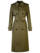 Burberry Cotton Blend Trench Coat In Green