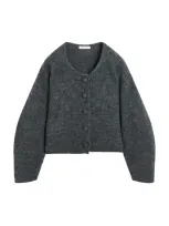 By Malene Birger Zharea Cropped Knit Wool-blend Cardigan In Grey