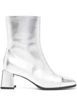 Carel Paris Leather Odeon Ankle Boots 55 In Silver