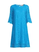 Caroline Rose Julia Lace Dress In Turquoise