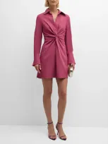 Cinq À Sept Mckenna Twist-front Collared Dress In Pink