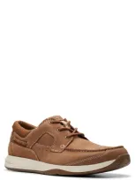 Clarks Sailview Lace Up Sneaker In Light Tan Nubuck