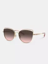 Coach Bandit Wire Oval Sunglasses In Grey Pink Gradient