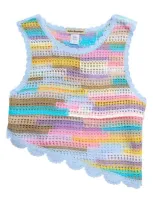 Cotton Emporium Kids' Stripe Open Stitch Tank In Blue Rainbow