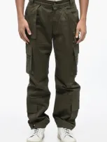 Cultura Cotton Cargo Pants With Golden Button In Green