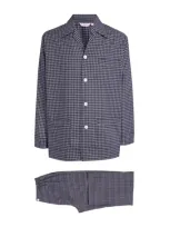 Derek Rose Brushed Cotton Check Pyjama Set In Navy