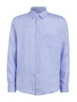 Derek Rose Linen Shirt In Blue