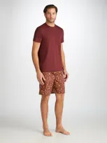 Derek Rose Men's T-shirt Basel Micro Modal Stretch Burgundy