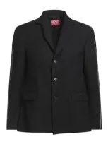 Diesel Man Blazer Black Size 46 Polyester, Virgin Wool