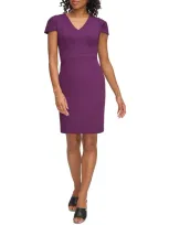 Dkny Petites Womens Panel Crepe Sheath Dress In Pink