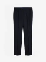 Dunhill Belgravia Wool High Twist Trousers In Blue