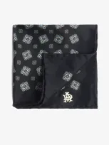 Dunhill Black Silk Scattered Medallion Pocket Square