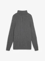 Dunhill Melange Cashmere Coarsehair Cable Roll Neck In Grey